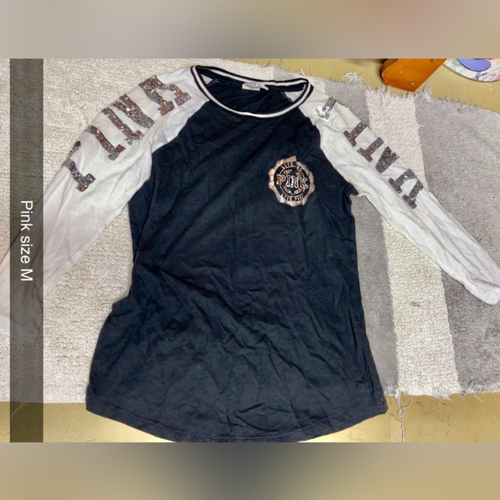 Victoria's Secret Black and White Long Sleeve Tee